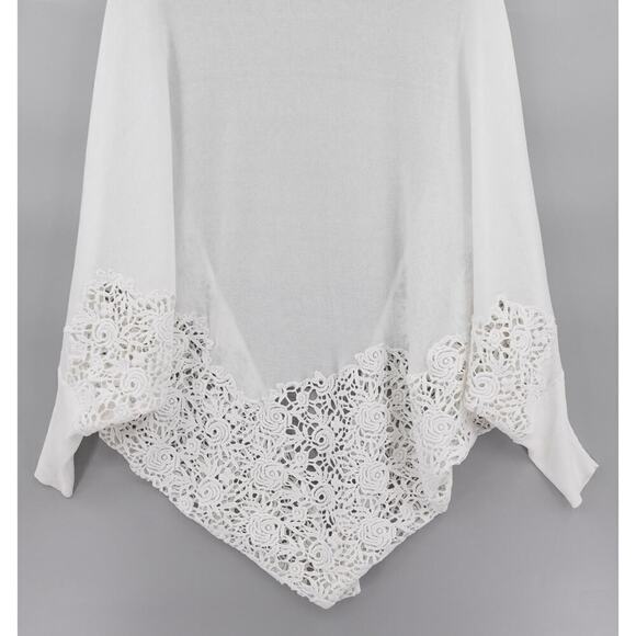 KOBI HALPERIN Open Front Cardigan Womens Small White Lace Crochet Wrap Draped - Picture 6 of 16